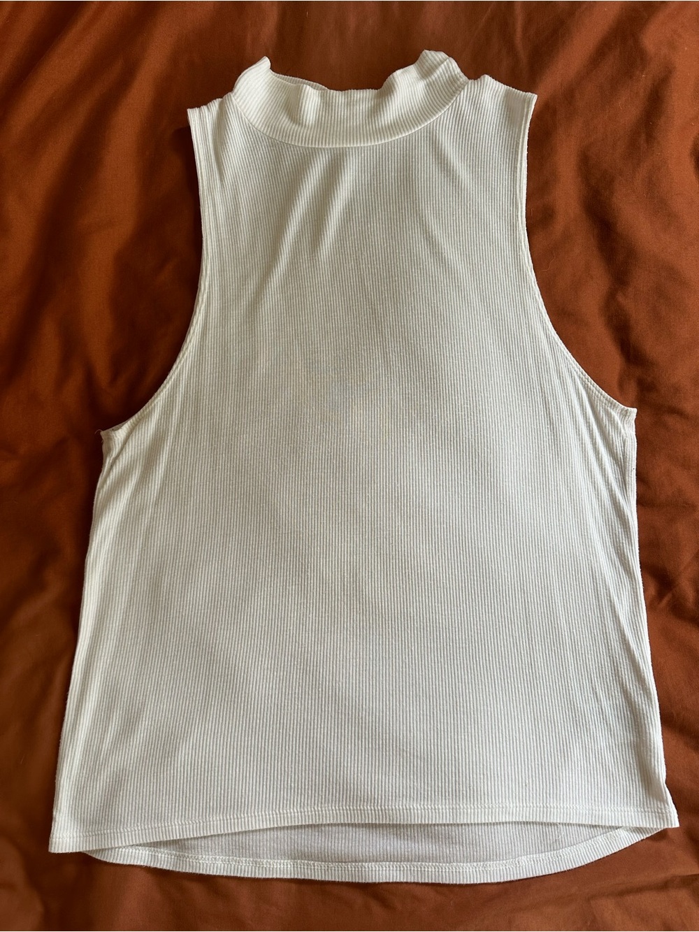 Abercrombie Ribbed Mock Neck Sleeveless Tank - White